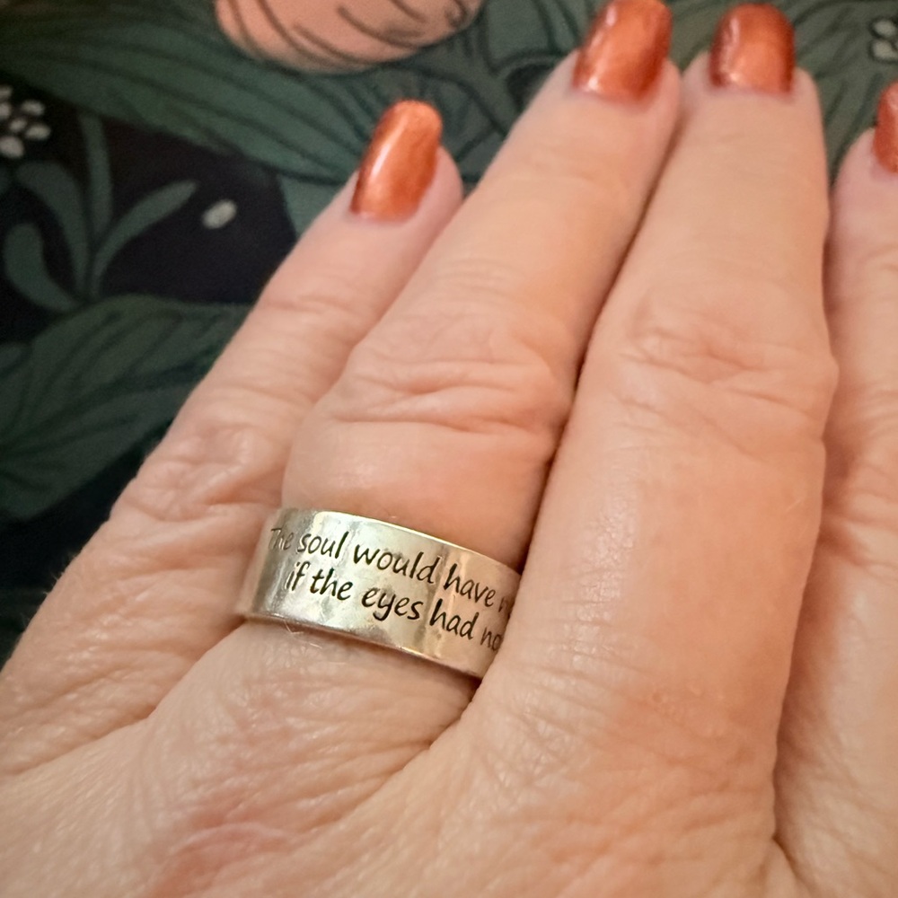 Sterling Silver Inspirational Rainbow and Water Band Ring – Size 5.5